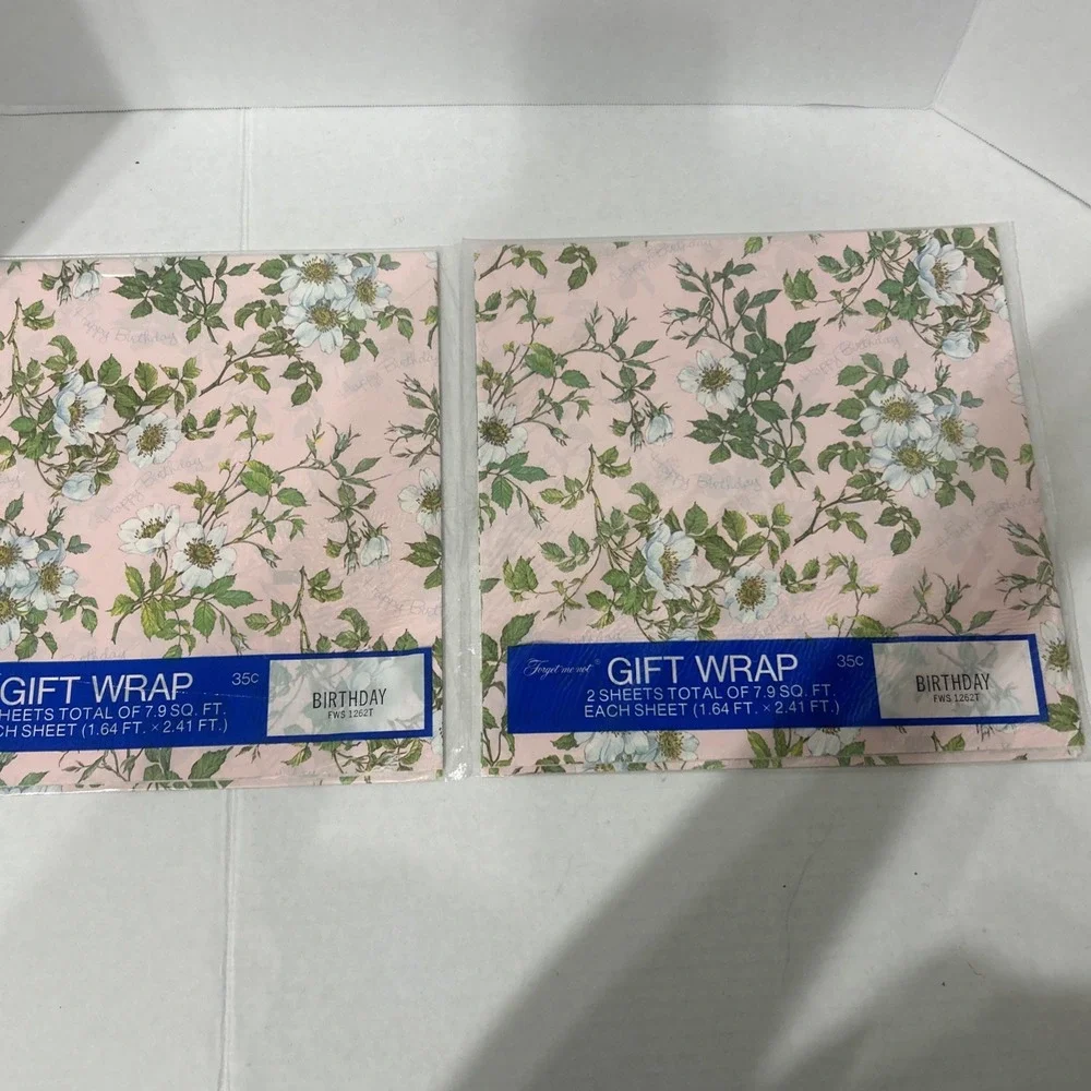 12 Packs of  Vintage Gift Wrapping Paper Forget Me Not Botanical Cottagecore